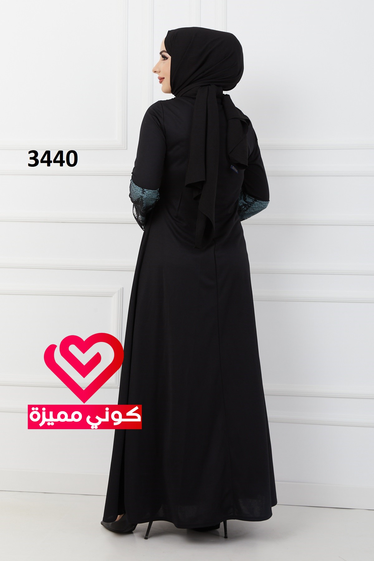 فستان 3440 اسود - اخضر