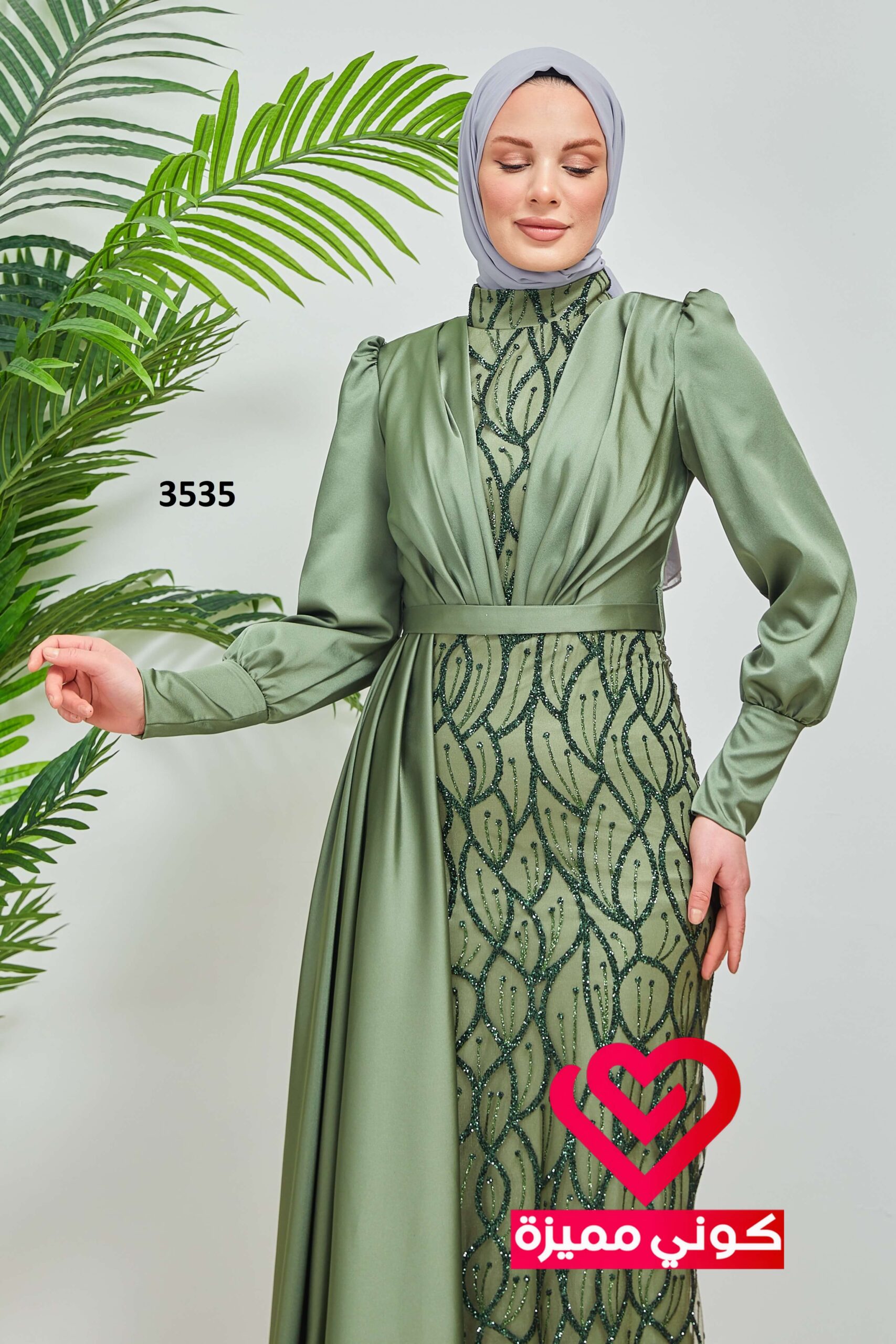 فستان 3535 زيتي