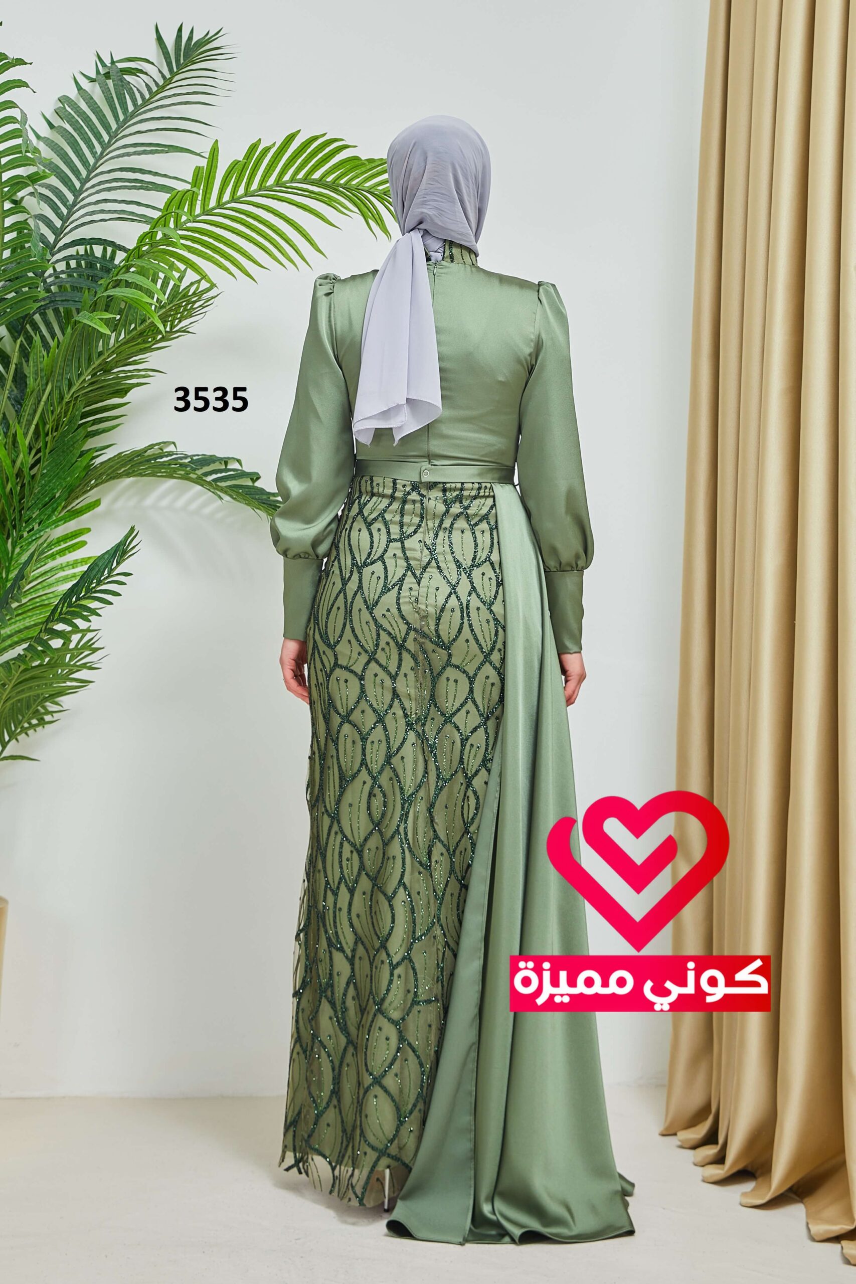 فستان 3535 زيتي