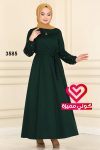 فستان عملي 3585 زيتي