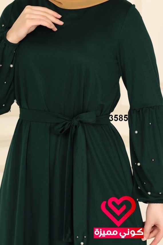 فستان عملي 3585 زيتي