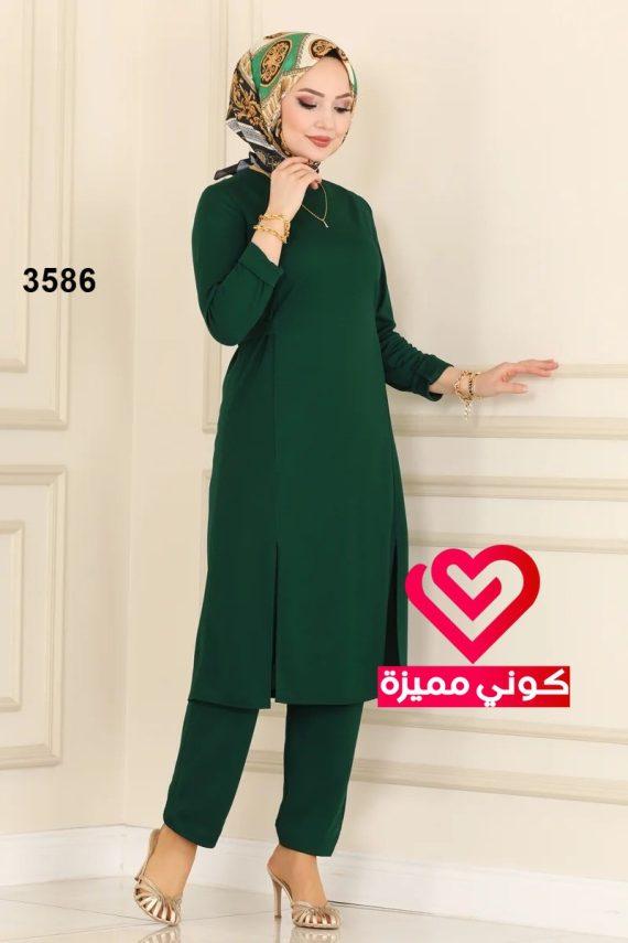 طقم بنطلون 3586 زيتي