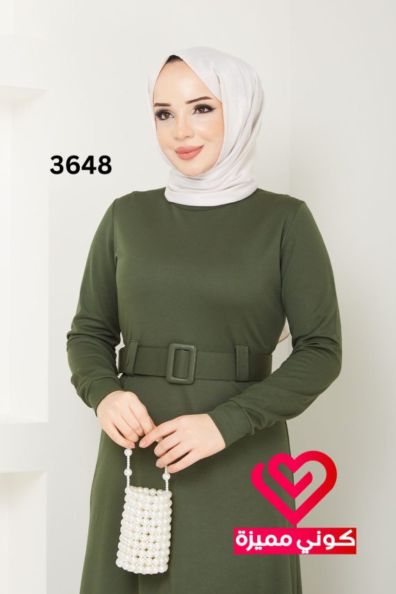 فستان عملي 3648 زيتي