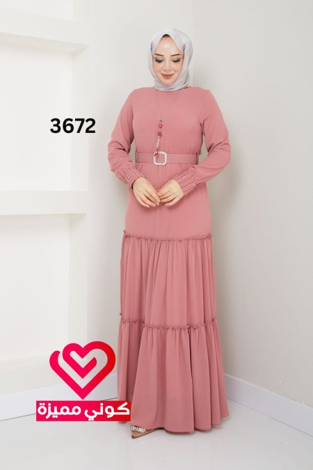 فستان مع قلادة 3672 زهري