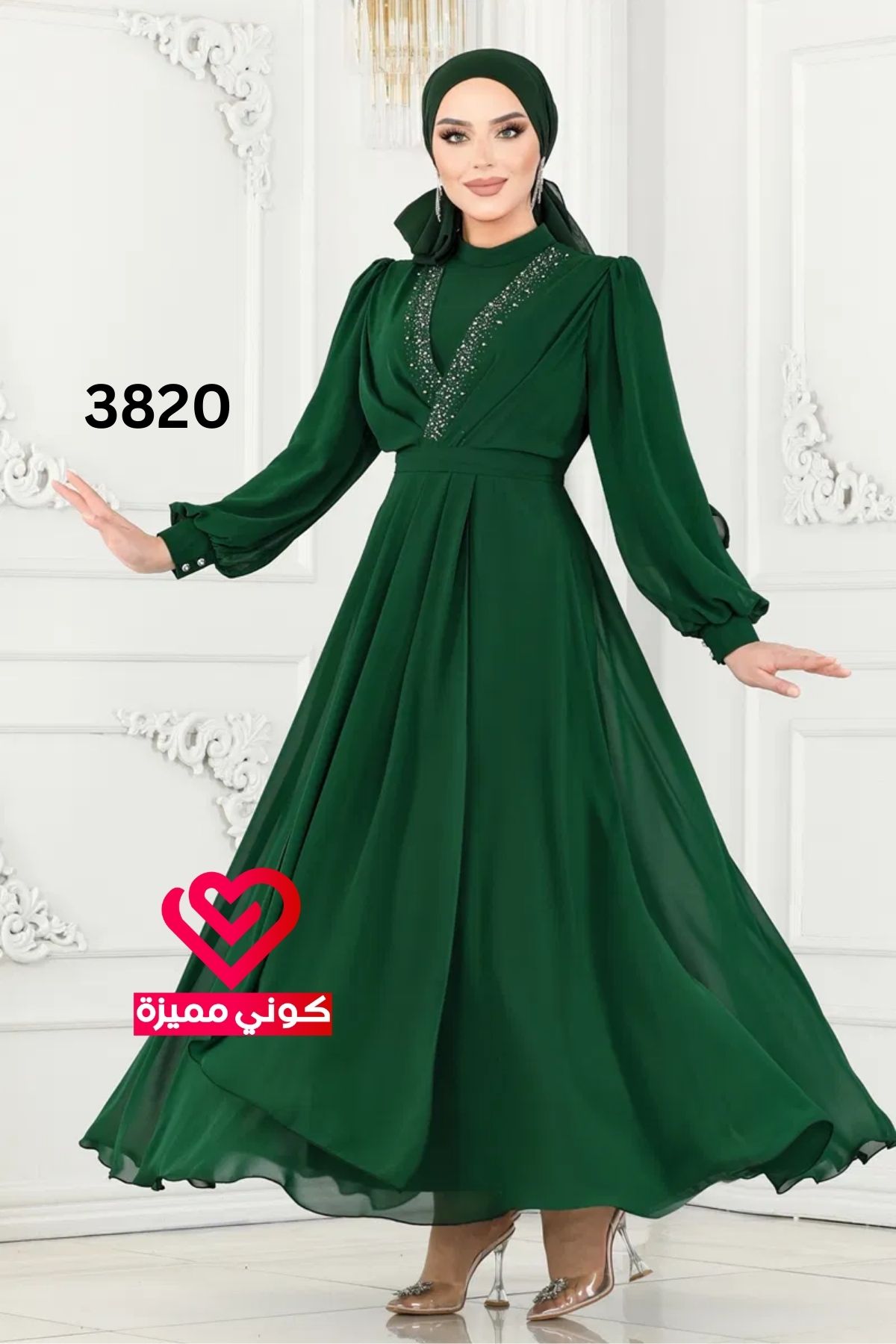فستان 3820 زيتي