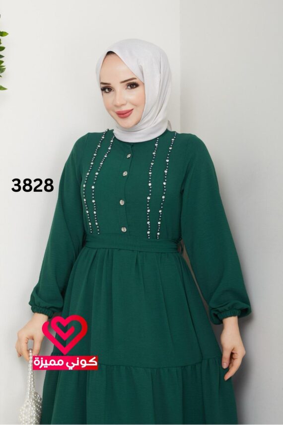 فستان 3828 زيتي