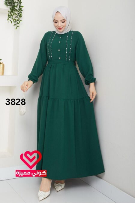 فستان 3828 زيتي