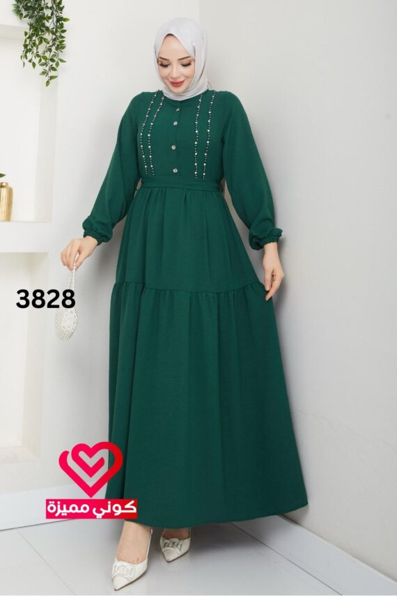 فستان 3828 زيتي