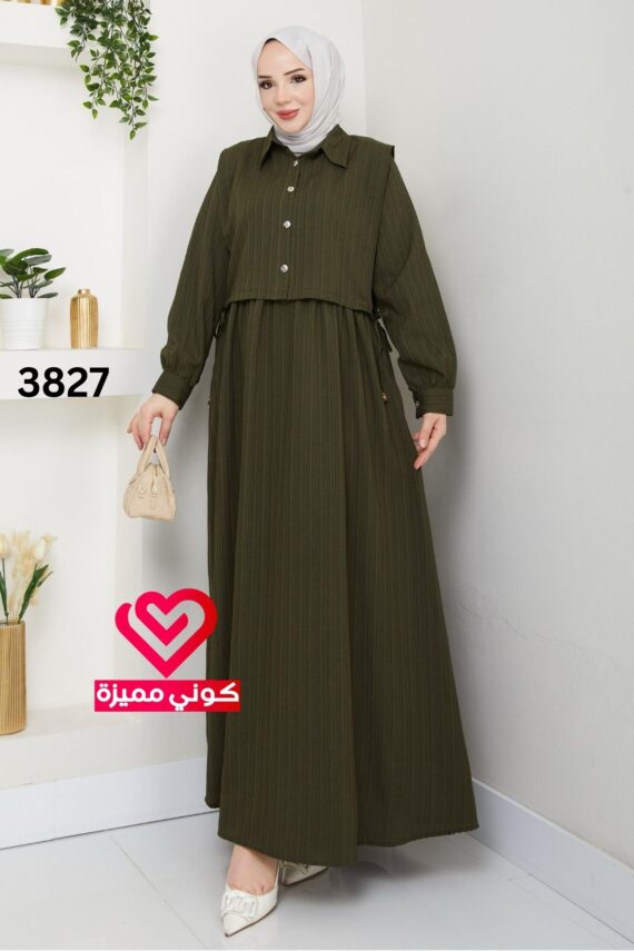 فستان 3827 زيتي