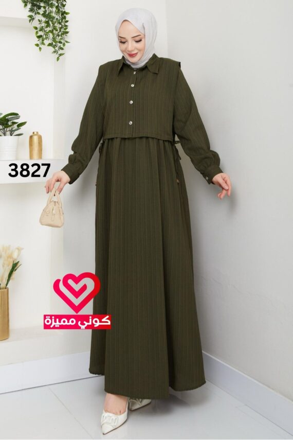فستان 3827 زيتي